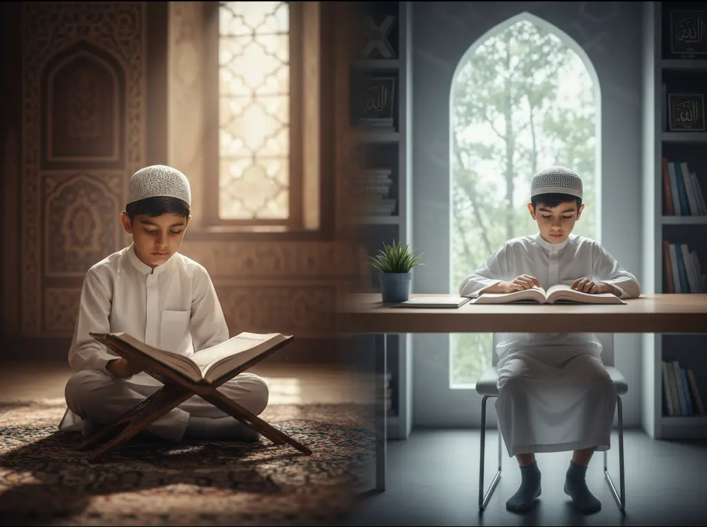 Students studying Islamic texts